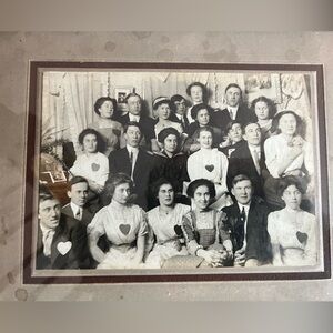 Is she looking at YOU?! Vintage photograph of now ghosts at a Victorian party